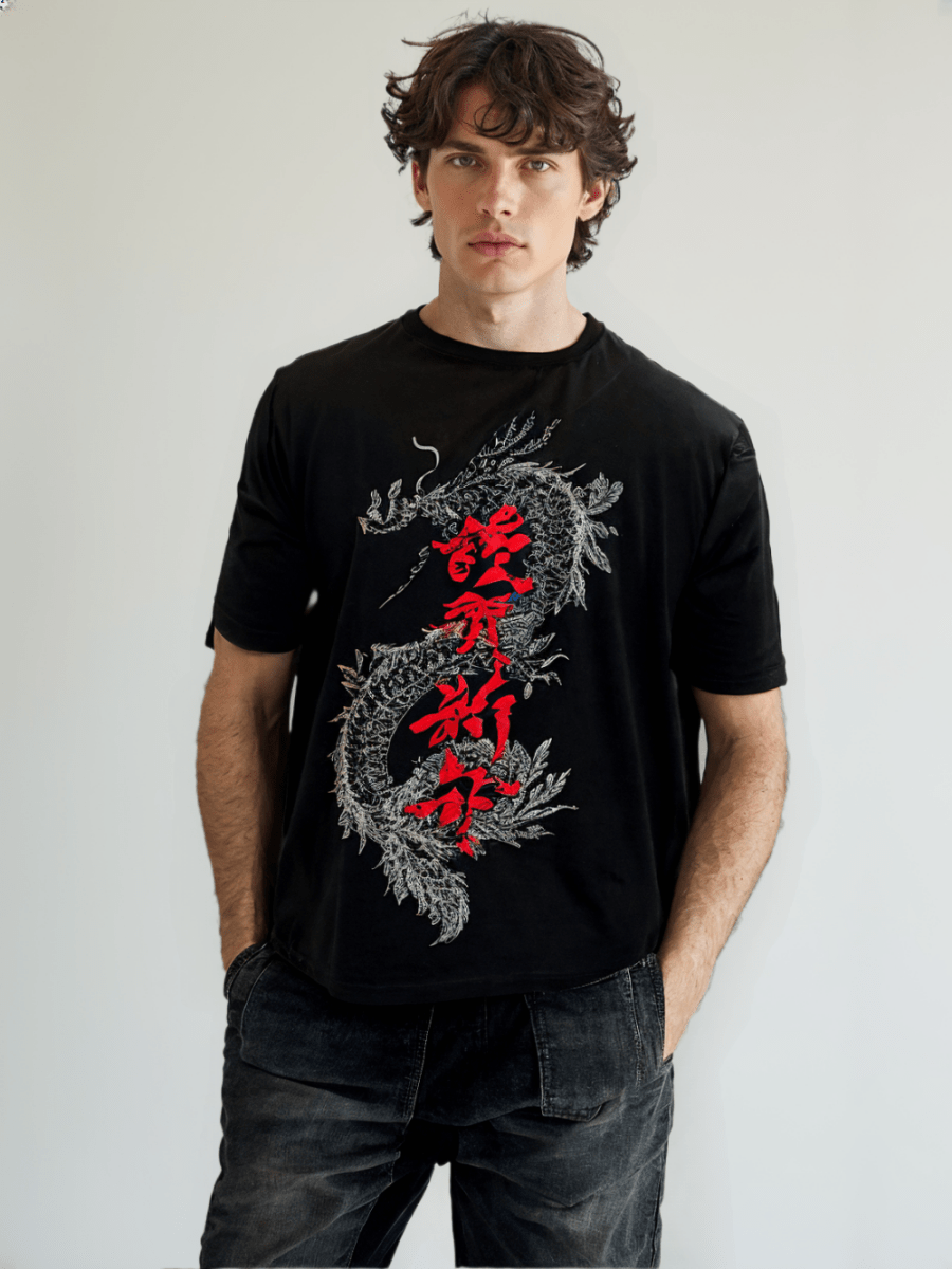 "Dragon Spirit Oversized Tee – Cotton Terry Comfort" - 𝕋𝕙𝕖𝕦𝕘𝕝𝕪.𝕚𝕟