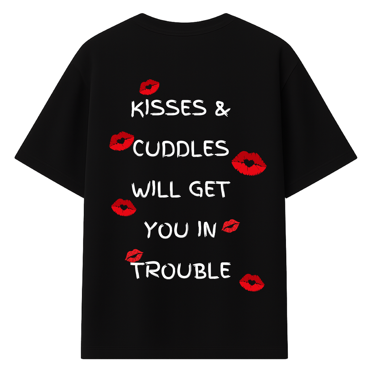 "Kisses & Cuddles" Oversized Graphic Tee – Black | The Ugly